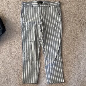 Banana Republic Striped Blue & White Linen Blend Pants